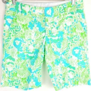 Lilly Pulitzer Chipper Shorts, It's A Zoo Blue Green Print Size 6
